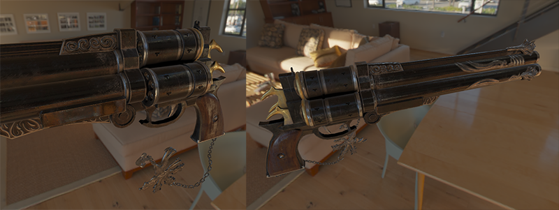 Render OpenGL z pełnym PBR z IBL (oświetlenie oparte na obrazie) na modelu 3D PBR.