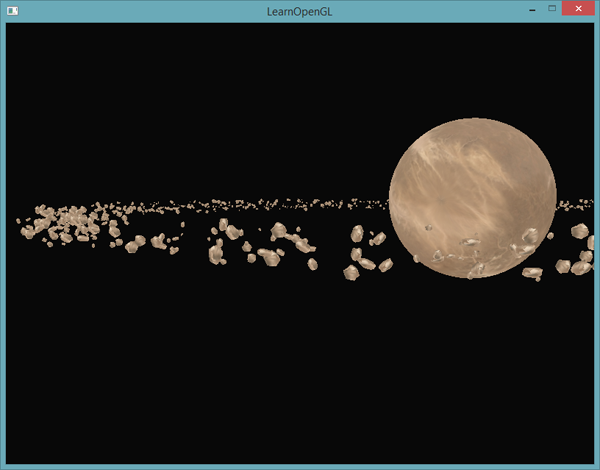 Obraz pola asteroid w OpenGL